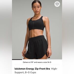 Lululemon Energy Zip-Front Bra High Support Size 30C NWOT